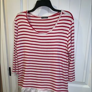XL Chacha Vente red and white stripped blouse